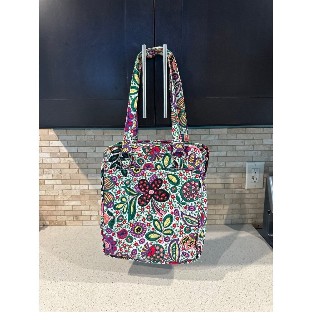 Vera Bradley Viva La Vera Pink Purple Floral Cinch Tote Bag Purse - Picture 2 of 5